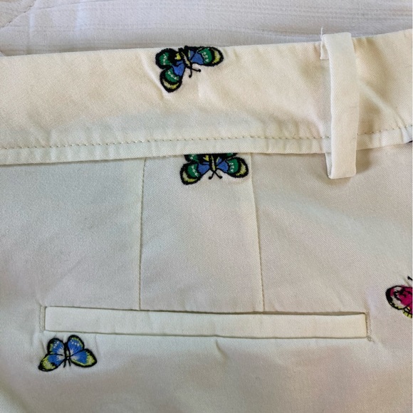 Talbots Cream Off-White Embroidered Butterfly Perfect Short 10.5" (Size 16) - Picture 5 of 10